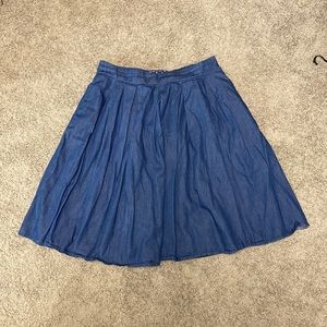 Blue denim style a-line skirt